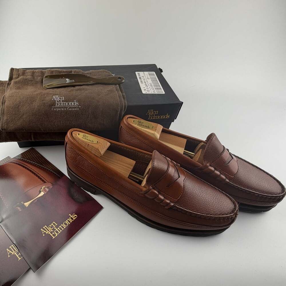 NWT Allen Edmonds Quincy Beefroll Penny Loafer Tan Leather Made in USA 10.5 EEE